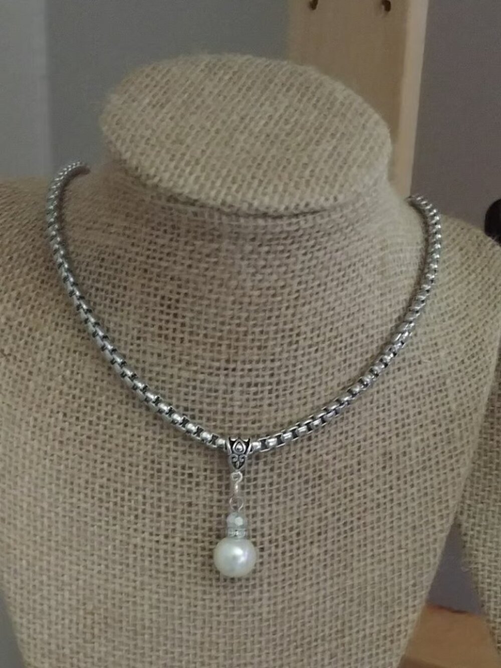 HBJ Original Silver and Pearl Drop Necklace
